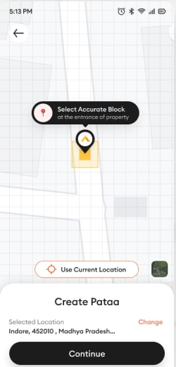 Pataa app — pinning the exact block on the map