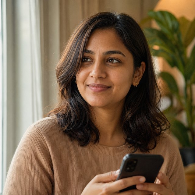 Portrait representing Anjali, a marketing manager.