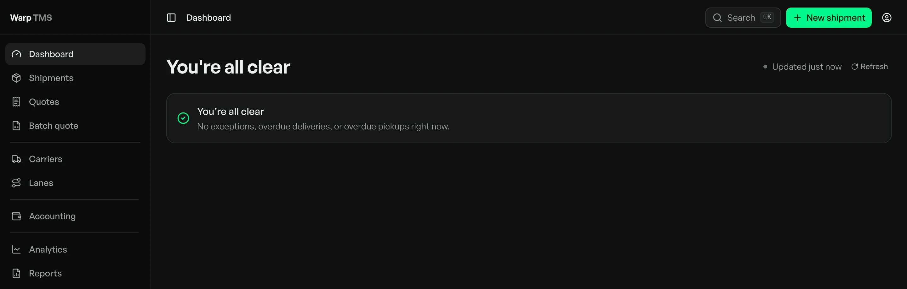 The dashboard empty state: a calm first-run prompt instead of an empty grid.