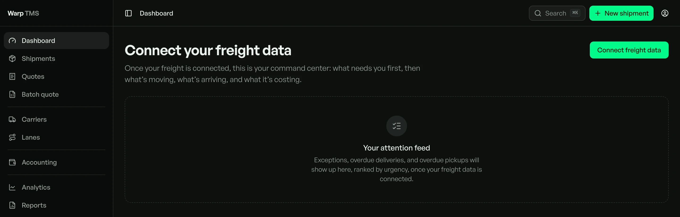 The dashboard disconnected state: a clear disconnected read, never stale data shown as live.
